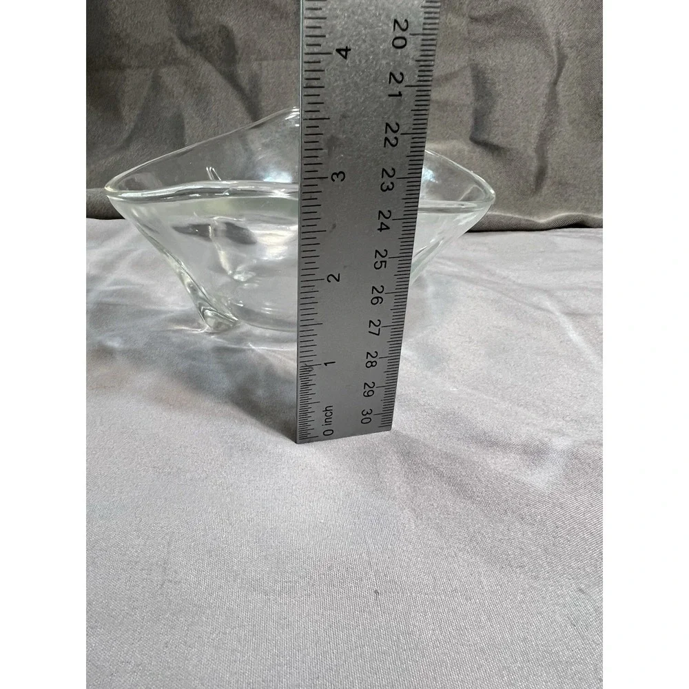 MCM Anchor Hocking Swedish Modern Clear Glass Dish Teardrop Feet 7‎ 7/8
